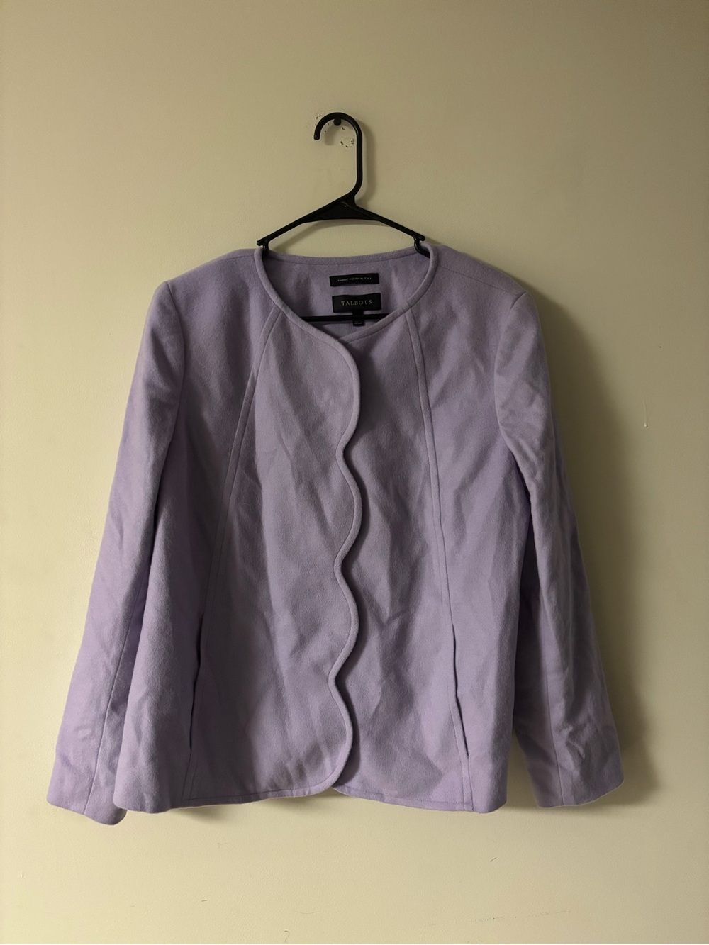 Talbots Brushed Italian Wool Scallop Edge Jacket Lavender Size 14